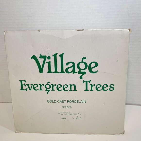 Village Evergreen Trees Cold Cast Porcelain Set Of 3 By Department 56 - Picture 3 of 13